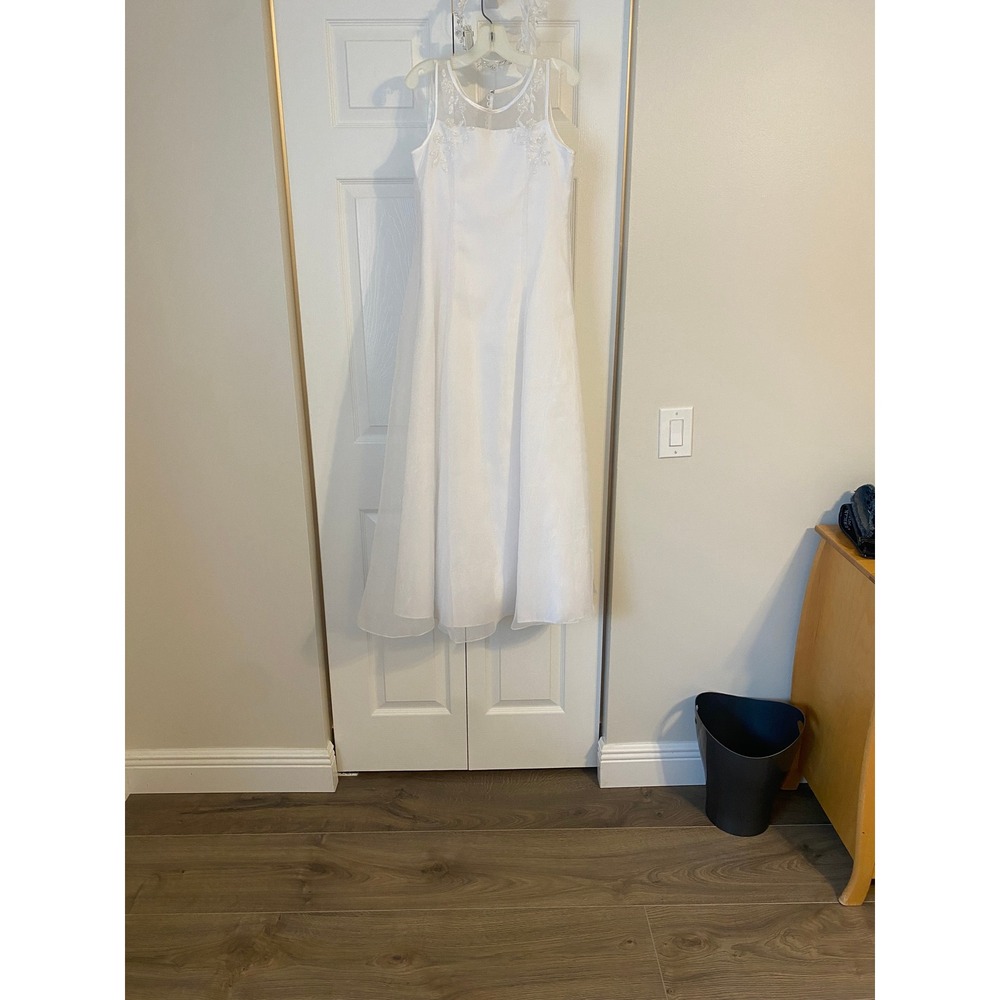 Davids Bridal Dress Girls 12 White Communion Flower Girl With Swarovski Headband